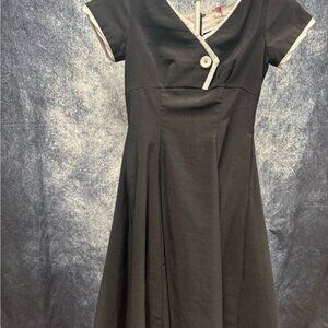 Tatyana Vintage Style Black A-Line Dress